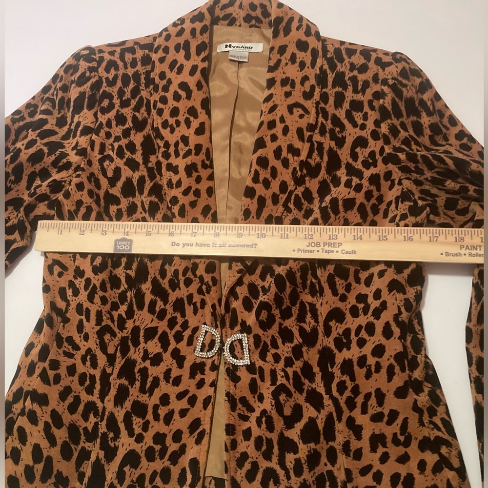 PETER NYGARD Leopard Print Blazer Rhinestone Closure Size 8 Animal Print Jacket - Picture 9 of 11